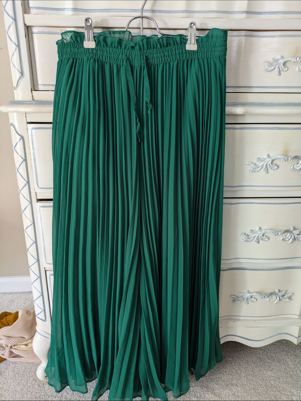 Zara Emerald Green Pleated Wide-Leg Pants